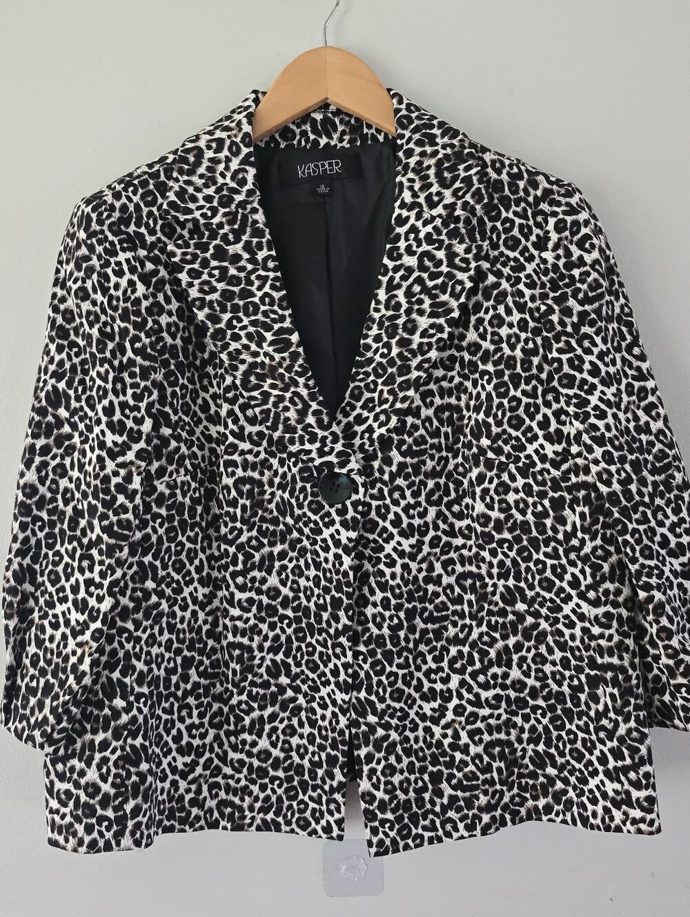VTG Kasper Womens Leopard Print Brown Black Animal Print Blazer Jacket Size 12